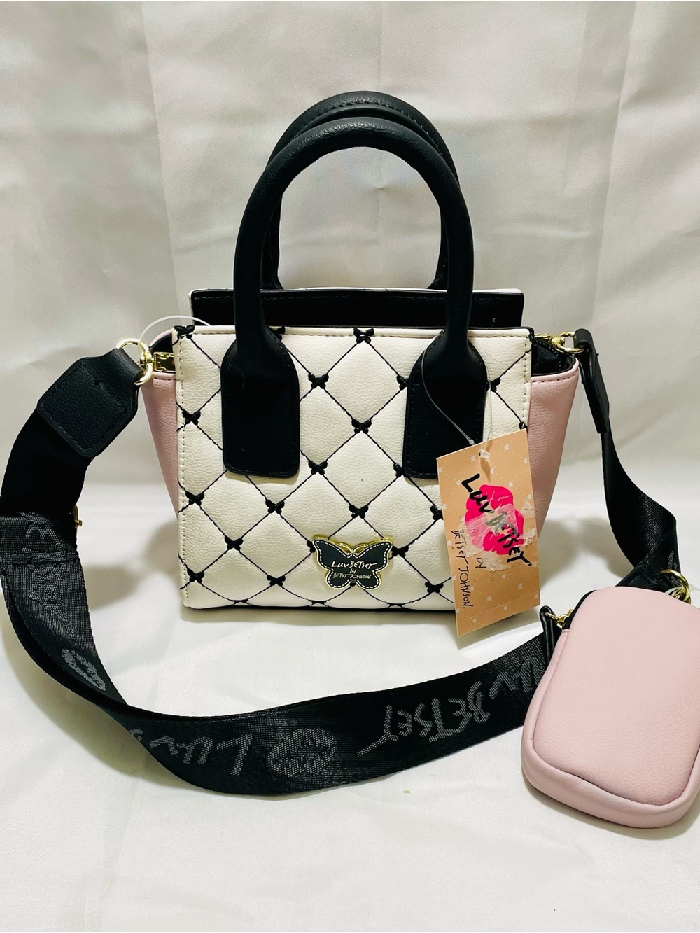 Betsey Johnson Quilted Butterfly Mini Satchel Crossbody